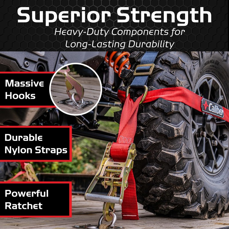 Caliber Trailblazer ORV Heavy-Duty Tie Down Straps, 2-Way Tension Around
