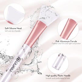 DUAIU Cepillo de máscara facial, cepillo de silicona aplicador de máscara facial herramientas y cepillo facial con cabeza de silicona suave para máscara facial, máscara de ojos, crema, barro, arcilla, máscara mixta bricolaje (2PCS, rosa)