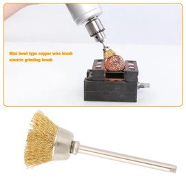 ECSiNG Pack of 10 Brass Wire Brushes 3 mm Shaft Mini Brush Rotary Tool Brass Wire Brush for Cleaning Metal Wood and Stone Surfaces for Removing Rust Polishing and Deburring
