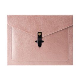 QiXin Pink PU Leather File Folder, Snap Closure File Organizer, Important Document Folder with Pockets, Document Organizer, Laptop Sleeve Notebook Case, A4 Envelopes Filing Folder