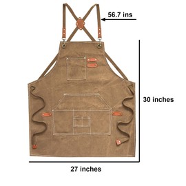 FOTVEFLEIR Work Apron,Canvas Aprons,Mens Aprons for Cooking,Chef,Carpenter,Woodworking,BBQ,Grilling,Bartender,Hair Stylist (Brown)