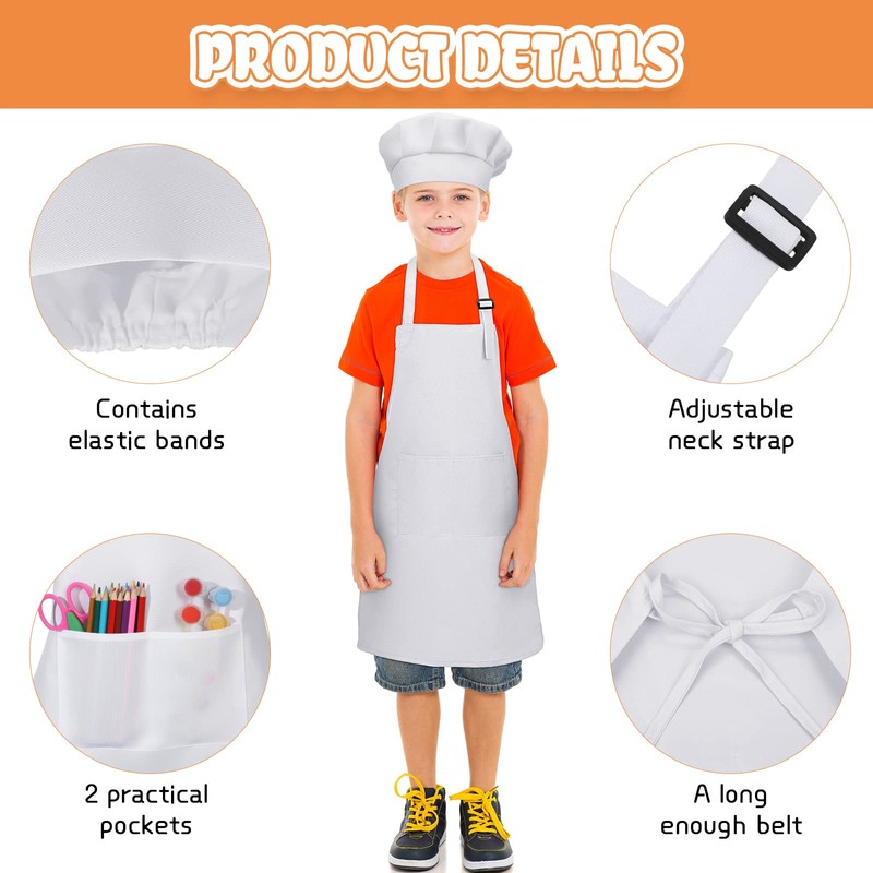 Handepo 40 Pcs Apron Chef Hat Set Aprons Chef Bib