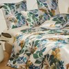 YASMENG Satin Bed Linen 135 x 200 cm Leaves Motif