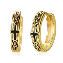 Wikinger Keltischer Knoten MäNner Herren Ohrringe Silber 925 Creolen Gold Klein Hypoallergene Modeschmuck Goldene Ohrringe Kreuz Damen Schmuck