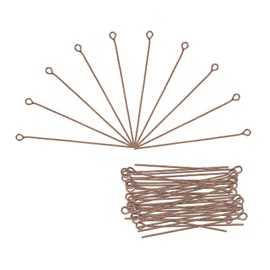 MECCANIXITY 500Pcs Red Copper Iron Eye Pins 50mm 21 Gauge/0.7mm for Jewelry Making Findings DIY Craft Necklaces Bracelets Earrings Head Pins