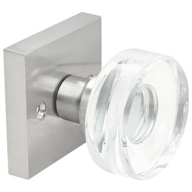 Nuk3y Nova Door Knob Crystal Glass Round (Dummys (2 Pack), Satin Nickel)