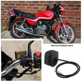 ECSiNG Motorcycle Handlebar Switch 22mm 7/8 Inch Handlebar Headlight Control Push Button Switch Waterproof 12V On/Off Switch with Blue LED Indicator