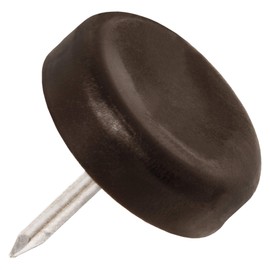 Adsamm® 100 x Plastic Gliders with Nails, Brown, Diameter 20 mm, Round, Furniture Gliders with Nails, Furniture and Floor Protection in Adsamm® Quality