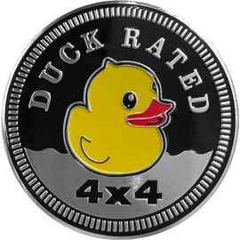 Duck Car Emblem Metal Car Badge Stickers for Jeep Wrangler, Motorcycle, Truck, 4 x 4 inches, Silver, Exterior Emblems Badge Compatible Vehicle Decals
