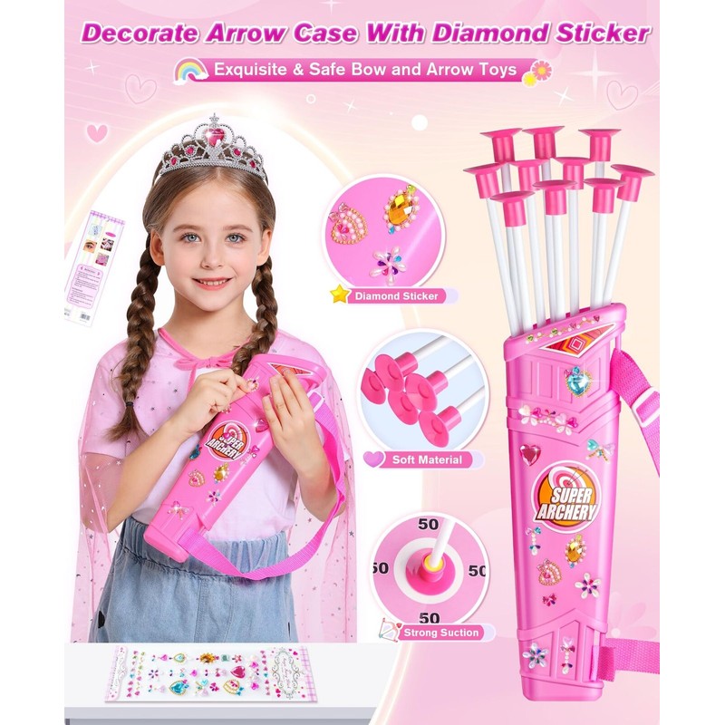 DUDUCOFU Kids Bow and Arrow Set Toys for Girls LED