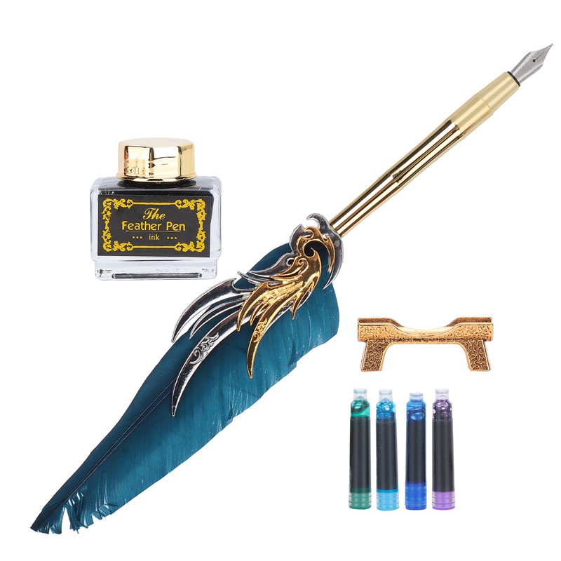 Feather Pen Calligraphy Writing Vintage Set Metal Retro Dip Quill