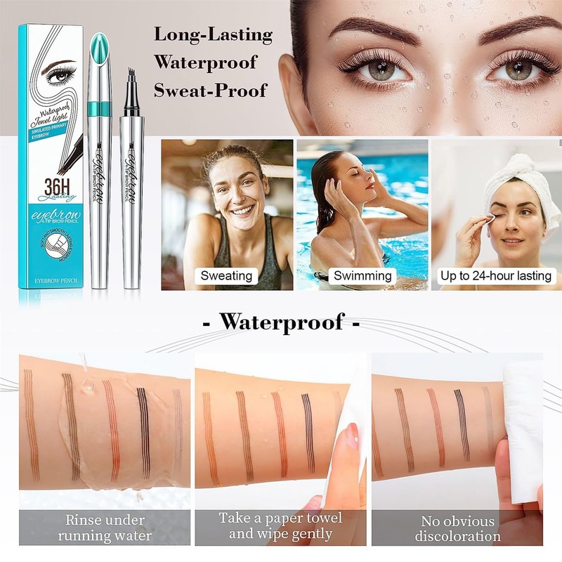 Eyebrow Pencil Microblade Brow Pen, 3D Waterproof Microblading Eyebrow Pen