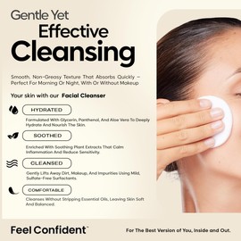 Feel Confident Facial Cleanser - Gender-Neutral, Formulated with Gentle Surfactants, Humectants, Calming Chamomile and Calendula, 8 oz / 240 mL