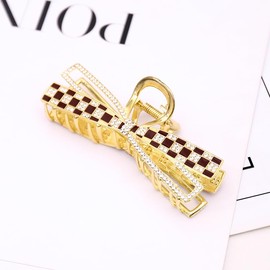 Lattice Ribbon Hair Clip, Hair Clip, Large, Firmly Curled, Hair Clip, Large Barrette, Stylish, Adult, Korean Style, Solid, Hair Accessory, Simple, Simple, Strong, Adult, Stylish, Commuting to Work or