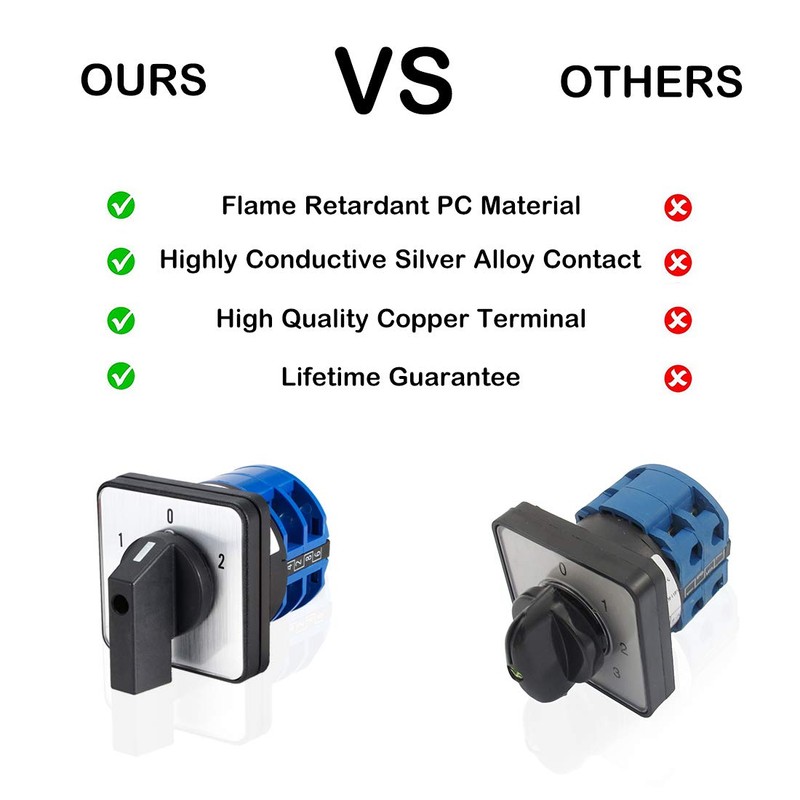 VictorsHome Changeover Switch LW28-32 3 Positions 8 Terminals Universal Rotary