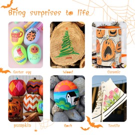 LIUILUCAI 24 Colors Direct Liquid Paint Markers, Acrylic Marker With Brush Tip,Acrylic Paint Pen Ideal for Halloween Pumpkin Painting, for Wood, Canvas DIY Crafts, Rock, Ceramic, Glass, Art Supplies