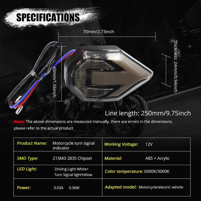 HENLIX Motorcycle Turn Signal LED Lights 21 SMD LEDs Arrow