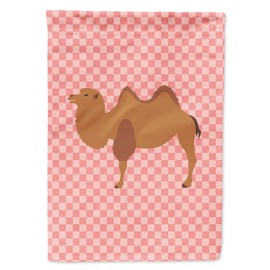 Caroline's Treasures BB7818GF Bactrian Camel Pink Check Garden Flag Mailbox Flag Decorative Yard Flag Banner Outside Patio Artwork Yard Flower Beds, Garden Size, Multicolor