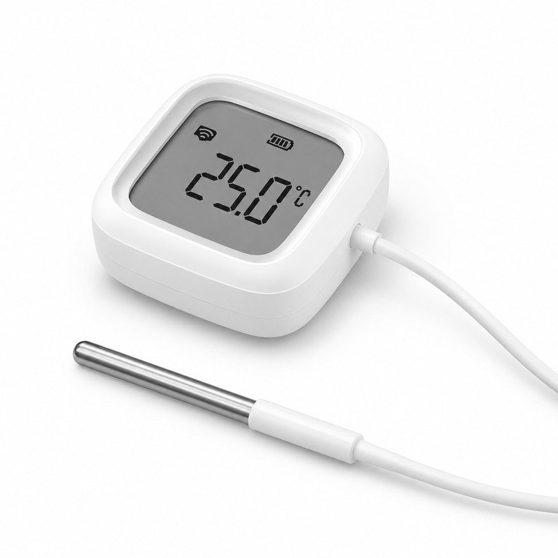 Zigbee Smart Thermometer with Probe – IP65 LCD Temperature Monitor