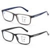 2 Pack Prescription-Quality Durable Frame Progressive Reading Glasses, Blue Light