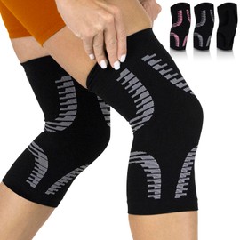 Vive Knee Sleeves (Pair) - Compression Support Sleeve Brace - Breathable, Lightweight, Comfortable - For ACL, PCL, Meniscus, Patella Pain, Weightlifting, Basketball, Running, Arthritis, Tendonitis