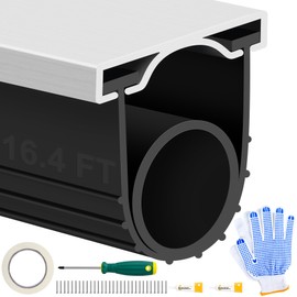 MYFAMIREA 16.4FT Garage Door Seals Bottom Rubber, Pre-drilled Aluminum Track Retainer Kit Weather Stripping, U+O Ring Weatherproof Threshold Strip Replacement Bottom for Garage Door,1.57" Width, Black