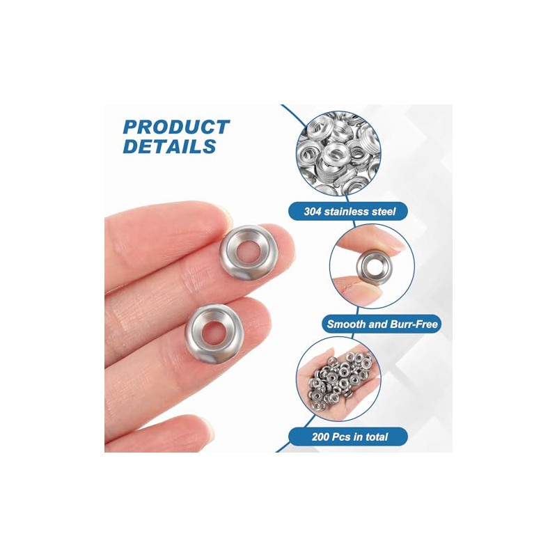 200 Qty #8 Countersunk Finish Washers 304 Stainless Steel Finishing