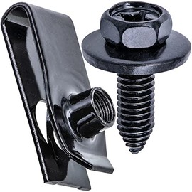 Rexka 15 Sets M6-1.0 X 20mm Car Body Bolts & Extruded U Nuts Kit for GM Dodge Jeep Chrysler Ford Chevy- Fender Bumper Enine Hood Panel Shield