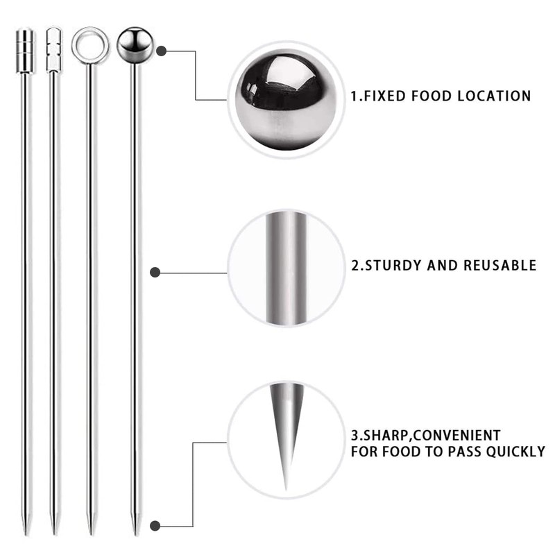 Cocktail Picks Set of 16 Stainless Steel Cocktail Decorations Skewers