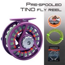 Maxcatch Tino Fly Fishing Reel, Large Arbor Trout Fly Reel: 5/6,7/8 Weight (Tino Fly Reel with line (Purple), 7/8wt)