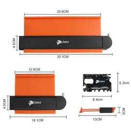 Lionz Contour Gauge with Lock, Mechanical pencil, and multifunction Tool 5+10 Inch, Super Gauge Shape and Outline tool to Copy Angles and Odd Shapes - Gift for Men, Handyman, DIY, Construction.