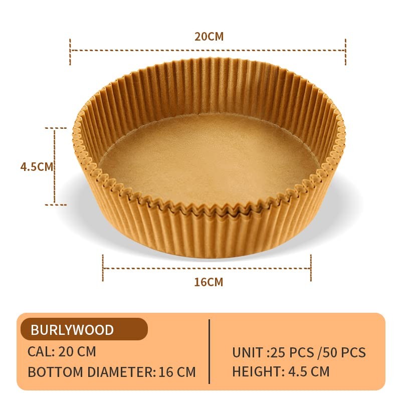 エアフライヤーパーチメントペーパーパン 16.5cm くっつき防止使い捨てベーキングペーパーライナー 無孔ラウンドエアフライヤーシート ベーキングローストレンジ用(100、ナチュラル)