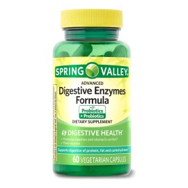 Spring Valley Digestive Enzymes Formula Con Probioticos, Enzimas Digestivas Avanzadas Que Apoyan La Sana Digestion Y Procesos Digestivos, 60 Capsulas Vegetarianas Para Adultos