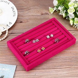 Caja de Almacenamiento de Anillos, Bandeja de Exhibición de los Anillos de la Joyería Caja de la Ranura de Terciopelo Caja para Anillos, 4Ccolores 7 R