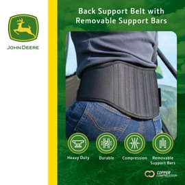 John Deere Back Brace by Copper Compression – Lower Back Belt for Sciatica, Lumbar Pain, Herniated Discs, Muscle Strain – Heavy-Duty Compression with Removable Stabilizers – L/XL