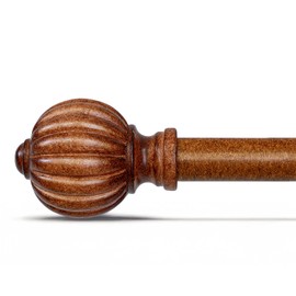 QDWIS Curtain Rods for Windows 66 to 120 Inch, 1 Inch Wood Adjustable Heavy Duty Decorative Drapery Rods with Classic Finials, Imitation Red Wood Window Curtain Pole, 66-120''