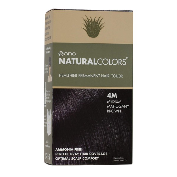 ONC NATURALCOLORS (4M Medium Mahogany Brown) 120 ml Healthier Permanent Hair Colour with Certified Organic Ingredients, Ammonia Free, Vegan Friendly, 100% Grey Coverage