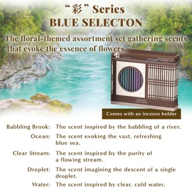 Hasegawa Smokeless Japanese Incense – 5 Exquisite Scents Inspired by Ancient Traditions – Sandalwood, Agarwood, Kyara, and More (2.75-inch Sticks, 15-17 Min Burn Time) いろどり (Blue Selection)