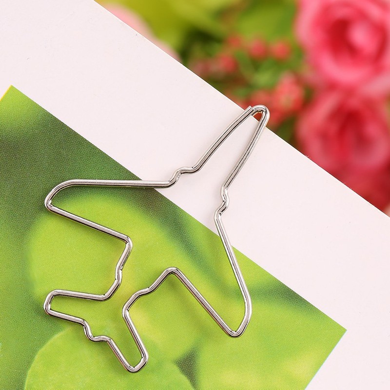 10pcs Cute Airplane Shape Paper Clips Card File Clips Clamps