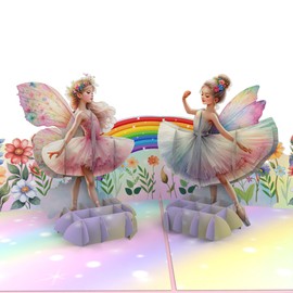 HEARTPOP Fairy and Rainbow Pop Up Card, Handmade 3D Greeting Card For All Occasion, Birthday, Mothers day, Daughter, Thinking of You, Thank you, Celebration