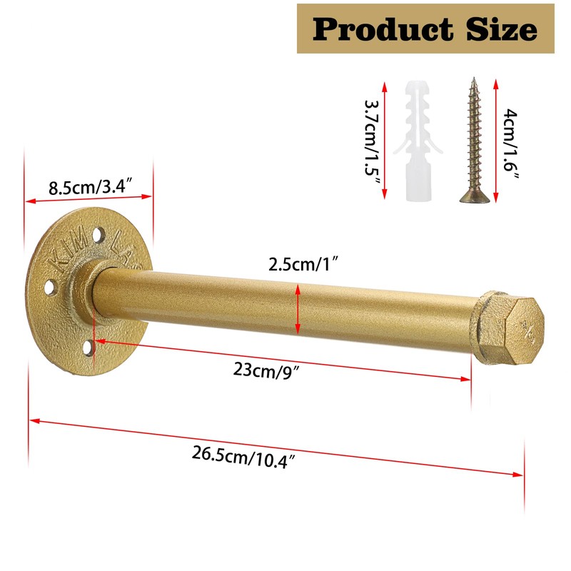 Sumnacon 2 Pcs 10 Inch Industrial Pipe Clothes Bar -