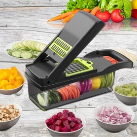 Vegetable Chopper - Spiralizer Vegetable Slicer - Onion Chopper with Container - Pro Food Chopper - Slicer Dicer Cutter
