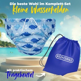 KIDVERSE Swimming Nappy Baby Swimming Trunks from 6 to 12 Months - Skin-Friendly Swim Nappies Reusable & Absorbent - Swim Nappy Baby Swimming Trunks Including Carry Bag