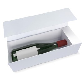 Verpackungswelt Gift Box for Bottles, 34 x 9 x 9 cm, Gift Box with Lid, Inlay & Magnetic Closure, Ideal for Birthday, Wedding, Christmas, Housewarming, Gift Packaging in White
