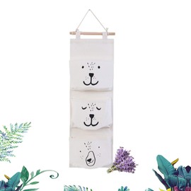 Wall Hanging Bag, Hanging Organiser with 3 Pockets, Bathroom Hanging Bag, Hanging Bag for Children, Baby Hanging Bag, 3 Pockets Children's Room, Fabric Hanging Bag, Foldable Hanging Bag, White