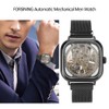 FORSINING Stainless Steel Strap Waterproof Hollow Automatic Mechanical Men WatchBlack