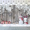 Blulu Christmas Backdrop for Photography, Fabric Wood Background Winter Snowman