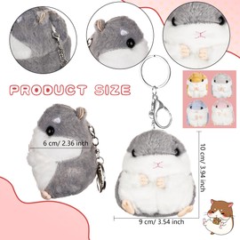 Flahard 5 Pack Cute Hamster Plush Cotton Hamster Stuffed Animal Plush Toy Keychain for Kid Boy Girl Wallet Backpack Handbag Charms Party Favors Goodie Bag Birthday Gift