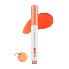 INGA Water Glow Melting Balm – [PEACH JUICE] | Hydrating Sheer Lip Balm with Juicy & Melting Texture – Non-Sticky, Plumping Effect – K-Beauty Glass Lip Look