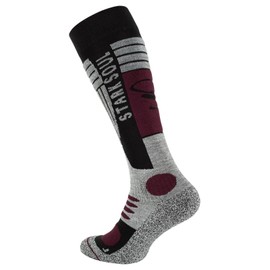 BestSale247 2 Pairs of Women's and Men's Ski Socks Performance Winter Sports with Special Padding, Black-Red / 2 Pairs